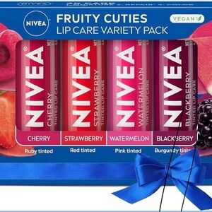 NIVEA Lip Care, Fruity Tinted Lip Balm Variety Pack/3-1 Moisturizer Repair Colo